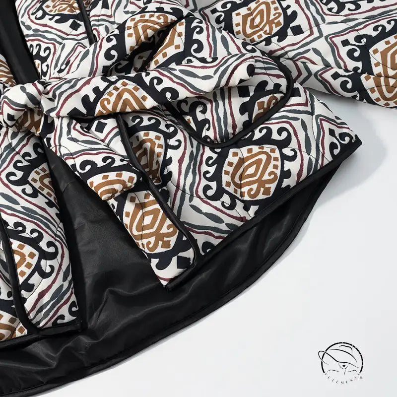 Black and white patterned langry fashion comforter with brown accents