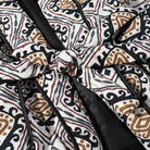 Langry fashion black and white patterned quilted jacket with brown accents