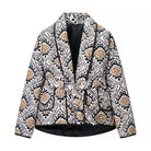 Langry fashion white gold patterned blazer coat with black lining