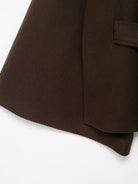 Graceful langry fashion woolen cape coat in brown with pocket detail
