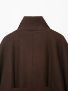 Graceful langry fashion brown wool cape coat with high collar