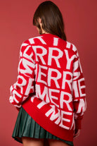 Red Langry Merry Me Oversized Knit Sweater Fashion Pullover