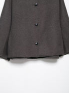 Langry fashion charcoal gray textured blazer with black buttons and wide lapels in fur effect neckline coat style