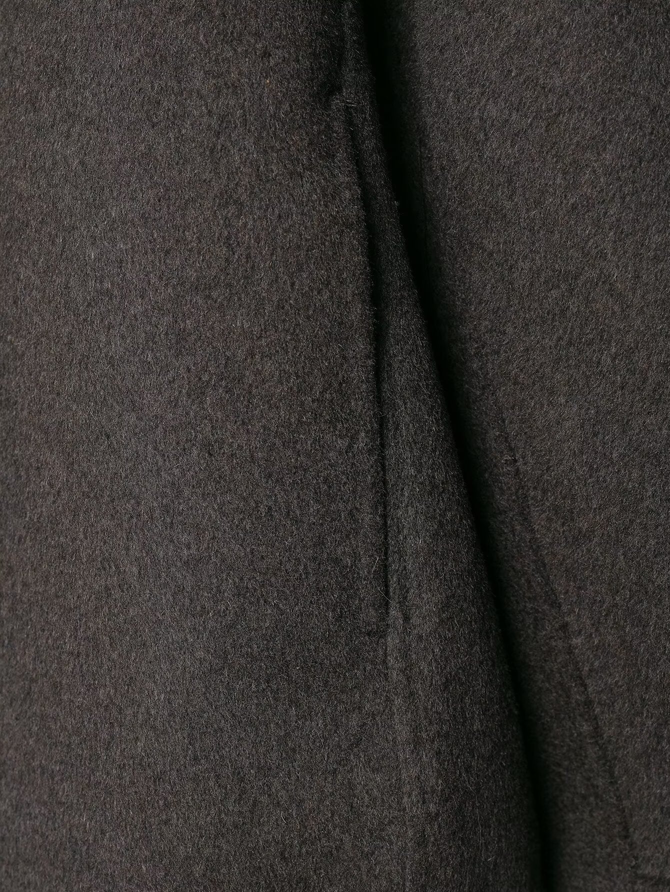 Langry fashion charcoal gray wool coat with fur effect neckline