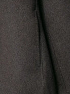 Charcoal gray wool fur effect neckline coat with subtle texture and single button