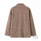 Casual big fur terry coat with brown fuzzy fabric and button closure