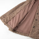 Casual Big Fur Terry brown teddy bear coat with buttons, Langry fashion ملابس