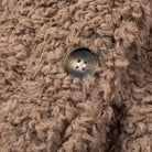 Tan fuzzy sweater with silver button in Langry fashion casual big fur terry coat