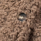 Casual big fur terry coat in tan fuzzy fabric with silver button