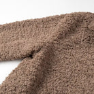 Casual Big Fur Terry Coat in taupe brown plush fabric
