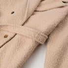 Beige double breasted teddy bear overcoat with fur lining