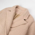 Langry double breasted beige teddy bear woolen overcoat with fur texture