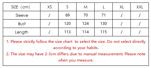 جدول المقاسات الأبيض لمعطف Langry الصوفي مزدوج الصدر مع لمسات حمراء