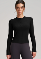 Yoga long-sleeved top in black langry fashion ملابس