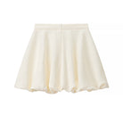 Cream pleated skirt in enchanting short sleeve bud top suit