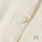 Cream textured cardigan with button closure in enchanting short sleeve bud top skirt two-piece suit