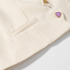 Cream-colored textured Langry fashion blazer with heart buttons and pockets