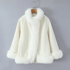 Cream Faux Fur Collar Jacket in Langry Fashion Style