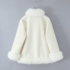 Elegant Langry cream faux fur hooded fashion jacket