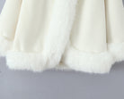 Langry fashion white fur trim on graceful woolen jacket collar, ملابس