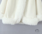 Elegant white fur trim on Langry fashion woolen jacket collar