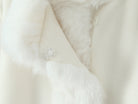 Elegant langry fashion woolen jacket with white shirt and fur collar
