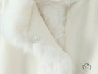 Elegant langry fashion woolen jacket with white shirt and fur collar