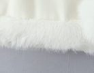 Elegant white fluffy faux fur scarf on Langry fashion woolen jacket