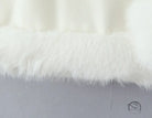Elegant Langry fashion white fluffy faux fur scarf on woolen jacket