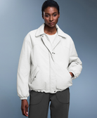 Langry fashion white puffer jacket with high collar and button closure