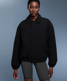Langry fashion black bomber jacket with high collar and elastic cuffs