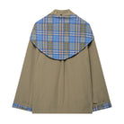 Tan Burberry raincoat with plaid lining, hood, langry fashion ملابس
