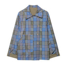 Casual retro Langry fashion plaid double-sided collared coat in beige and blue