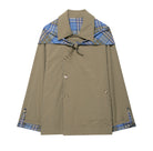 Beige Langry fashion raincoat with plaid lining and button closure