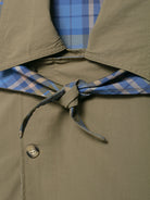 Khaki trench coat with plaid scarf tie in Langry fashion ملابس