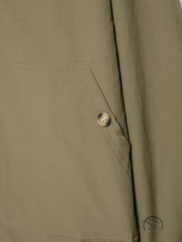 Langry fashion olive green button-down shirt in retro plaid scarf coat