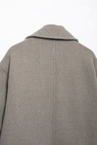 Langry fashion gray wool double-breasted short coat with notched lapels