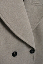 Langry fashion beige wool double-breasted blazer with black buttons