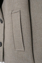 Gray wool pea coat with rectangular patch pocket and button closure, Langry fashion ملابس