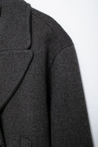 Langry fashion charcoal gray wool coat with lapel and buttons