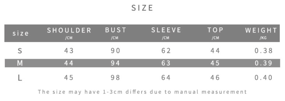 جدول مقاسات لانجري فاشون باللونين الأبيض والأسود لمعطف كارديجان قصير من القطيفة