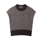 Elegant langry fashion knitted black and white herringbone vest top