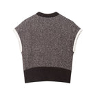 Elegant langry fashion knitted vest top in black white herringbone