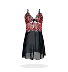 Black and red butterfly lace embroidery lingerie nightdress with sheer floral fabric