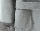 Langry fashion grey wool coat with fur trim and pockets
