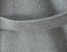 Langry fashion gray wool sweater in hooded overcoat, ribbed details