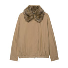 Elegant Langry fur collar bomber jacket in beige fashion ملابس