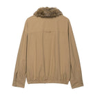 Elegant Langry fur collar bomber jacket in beige with drawstring waist and pockets, fashion ملابس