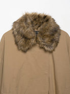 Elegant Langry fur-trimmed beige parka bomber jacket in fashion ملابس