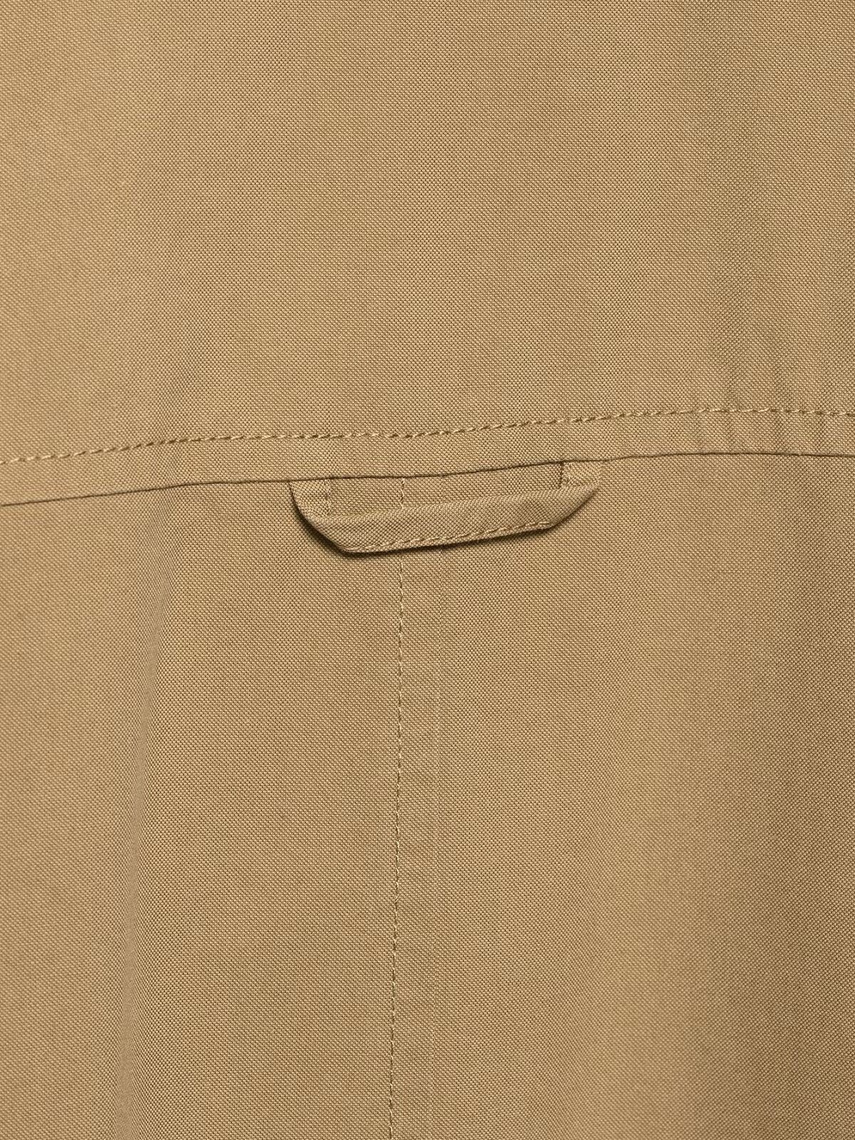 Elegant fur collar bomber jacket with beige canvas utility pocket